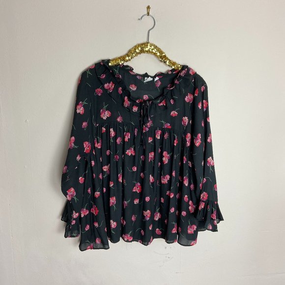 GAP Tops - SALE 🌻 Gap Womens Black Pink Floral Blouse